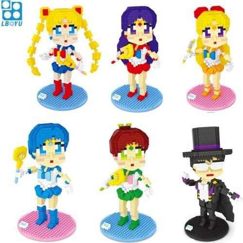 Diamond Blocks Sailor Moon Auction Figure Juguete Micro Blocks DIY Building Toy Educational Toys Anime Children Toys Girls Gifts