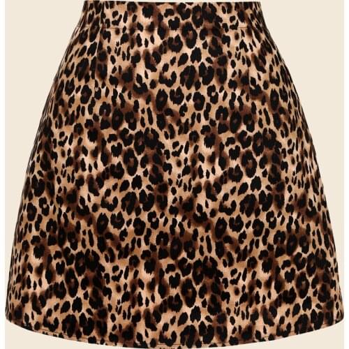 2021 High Waist Mini Skirt Animal Printed Sexy Boho Short Beach Skirts Skater Retro Vintage Party Leopard Skirt SS0008