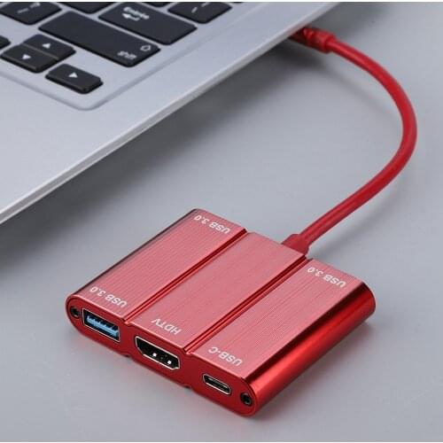 Multi-Function Five-In-One Type-C To HDMI-Compatible+USB 4K/2K Converter Adapter Mobile Phone / Notebook Transfer Projector