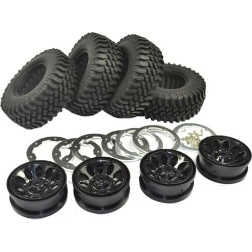 4PCS 100mm 1.9 inch Plastic Wheels&Rubber Tyre Set for Axial SCX10 D90 D110 Tamiya CC01 1:10 RC Rock Crawler
