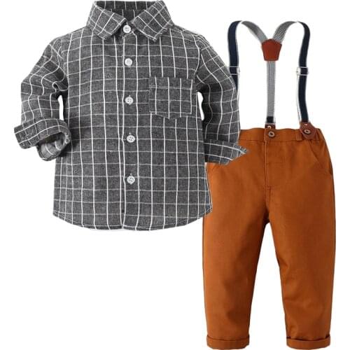 Baby Boy Clothes Fall Gentleman Suits Newborn Soft Cotton Shirt+ Belt Pants Set Infant Toddler Boy Clothing
