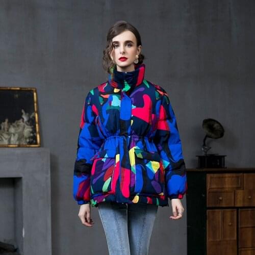 Camo Print Winter Jacket Women Festival Warm Parka Down Bubble Coat Top Warm Thick Parka Couple Wear Crop Puffer Jacket 4XL