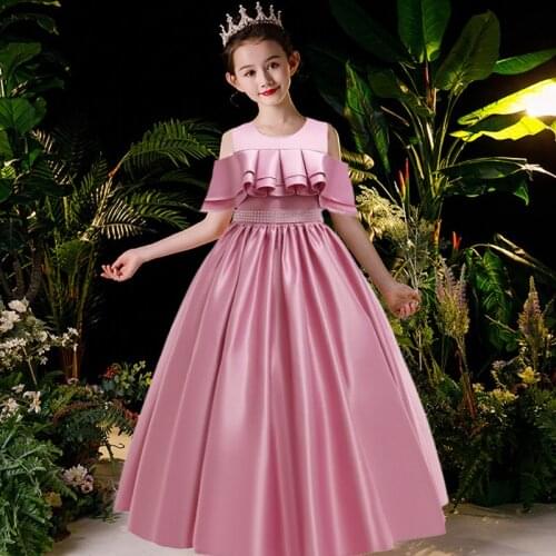 PLBBFZ Teenager Pageant Party Dress For Kids Girl Children Clothing Evening Elegant Wedding Princess Girl Dress 10 12 Year