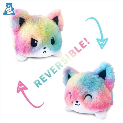 Plush Reversible Cat Stuffed Toys Double Sided Flip Plushie Animals Cute Soft Toys PP Cotton Plush Doll Baby Kids Birthday Gift