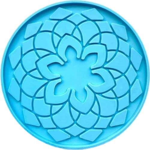Mandala Coaster Epoxy Resin Mold Round Cup Mat Mug Pad Silicone Mould DIY Crafts Ornaments Home Decorations Casting Tools