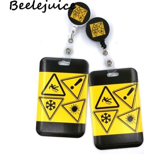 Caution Sign Fashion Women Card Holder Lanyard Colorful Retractable Badge Reel Nurse Student Exhibition ID Card Clips Holder