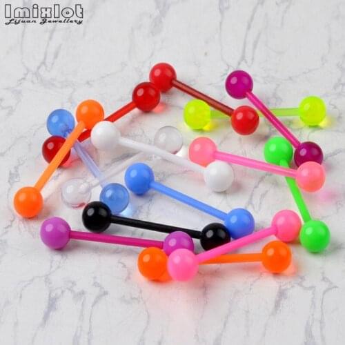 20PCS Flexible Acrylic Tongue Piercing Barbell Bars Piercing Tongue Rings Fashion Body Jewelry For Women Jewelry Accessories
