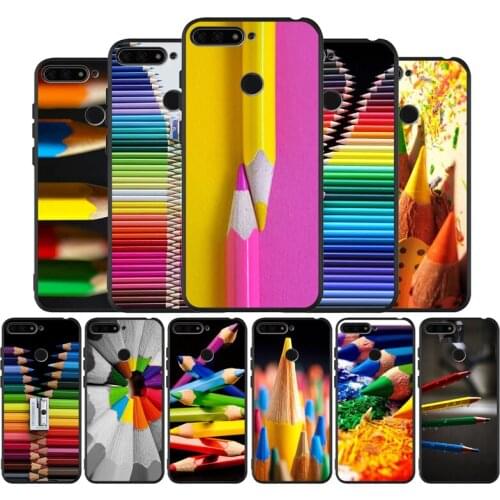 Colored pencil black Silicone Phone Case For honor 30 20 Pro 8 8X 9 10 20 Lite Mate 10 20 30 Lite Pro cover