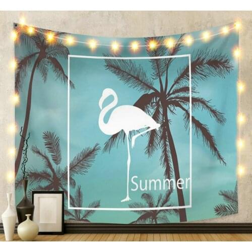 Tropical Summer Tree and Flamingo Tapestry for Livingroom Photography Wall Decor