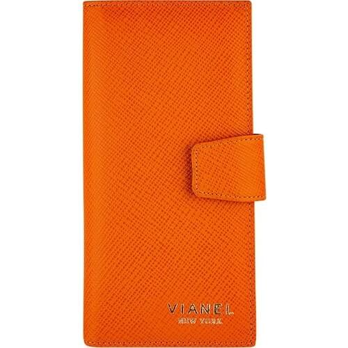 Vianel New York Mina Saffiano Leather Womens Wallet Orange for Ladies Carteira Feminina Кошелек Женский Carteras Para Mujer