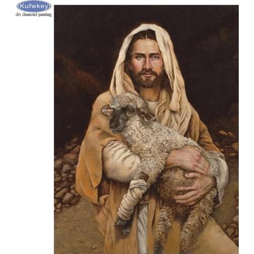 Jesus Christ God With Lamb Vintage Diamond Painting Cross Stitch Full Square round drill Diy Diamond Mosaic Diamond Embroidery