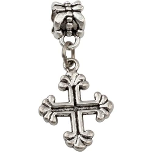 100Pcs Dangle Zinc Alloy Vintage Crucifix Cross Charm Big Hole Beads Fit European Bracelet Jewelry 15x33mm A-274a