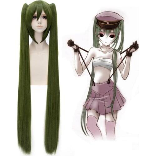 High Quality Anime Vocaloid Senbonzakura Miku 120cm Long Wigs Military Army Hair Cosplay Costume Wig