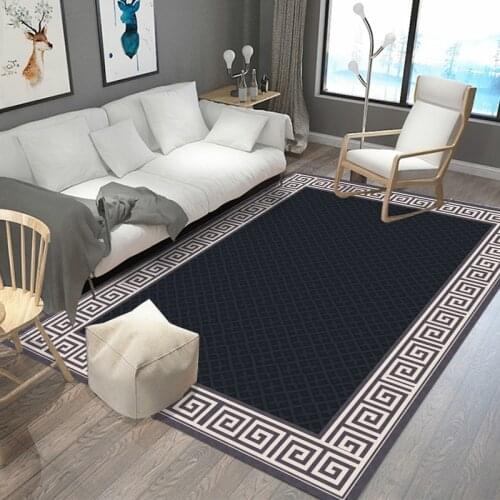 High Quality Traditional Classical Chinese Carpet Non-slip Black Grid Rug For Living Room Bedroom Mat Fashion Rug Mat