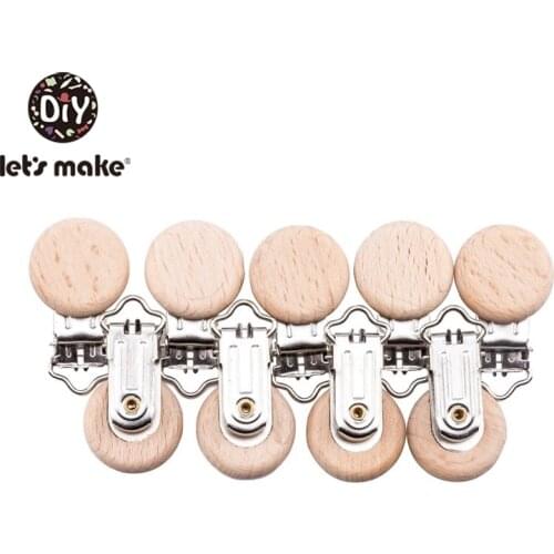 Lets Make Pacifier Clip 1PC Round Wooden Baby Toy Wooden Dummy Clip Neutral Gift For Pacifier Chain Baby Teether