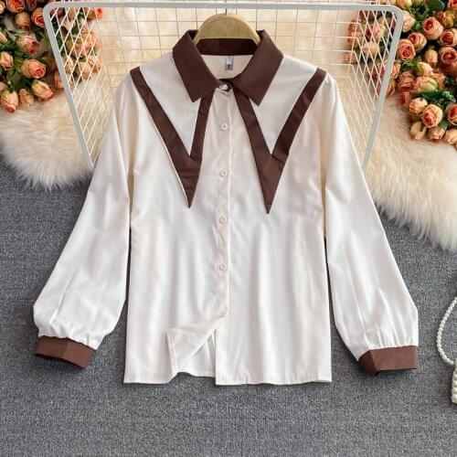 Womens Blouse Korean Casual Solid Color Long Sleeve Button Blusas Female All-matched Loose Stright Fashion Tide Tunic 2021