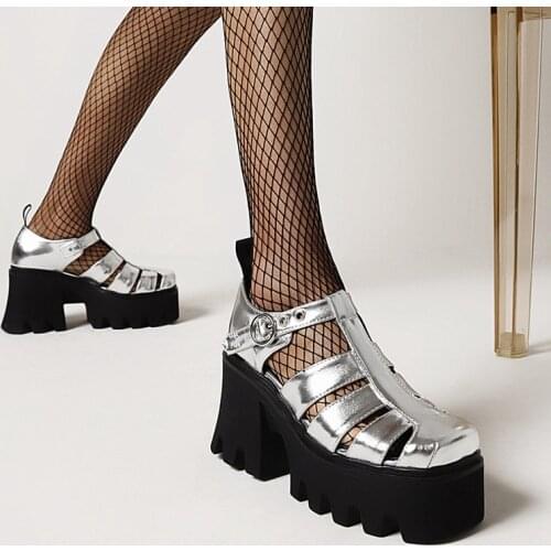 High Quality Women Shoes New Spring Summer Sexy High Heels Platform Black Silver Shoes Woman Dress Party Wedding Shoes Size 42