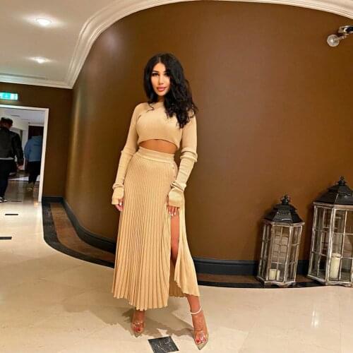 Knit Sweater and Skirt Two Piece Set Sets Women Sweatsuits Velour Casual Streetwear Sexy Work Female Tracksuit Autumn Winter