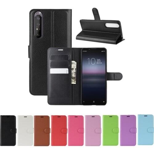10pcs/lot PU leather Flip Wallet Litchi Pattern Phone Case For Sony Xperia 1 II 10 II L4 Ace 5 III 8 5 L3 10 Plus XZ4 Compact