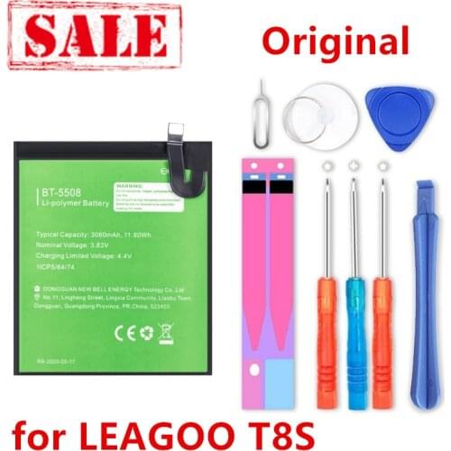 100% Original High Quality Battery 3080mAh For LEAGOO T8S T8 S BT-5508 BT5508 BT 5508 Batterie +tools