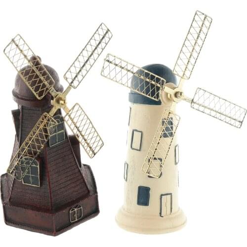 2 Colors Vintage Resin Windmill Ornaments Piggy Bank Dutch windmill Home Decor Ornaments Furnishing Articles