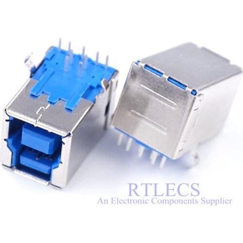 2 pcs USB 3.0 Type B Receptacle Right Angle Through Holes PCB Mount for Printer Plug Cross Part 1003-024-02000 692221030100