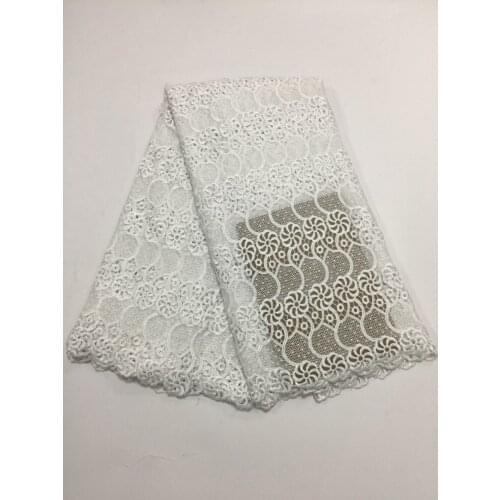 2018 High Quality African Guipure Cord Lace Fabric ,White Color Soluble Water Nigeria Lace For Dress Wedding 5yd/lot PW282-2