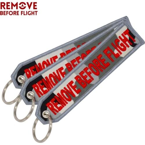 3 PCS/LOT Remove Before Flight Key Ring Keychain Camouflage Key Chain Jewelry Embroidery Aviation Gifts Sleutelhanger Keychain