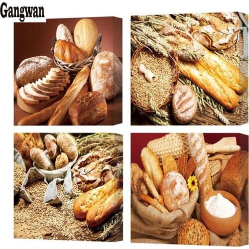4Pcs Food bread Decoration 5d diy Full Square Round drill Diamond Painting Cross stitch Rhinestone Diamond embroidery Mosaic art