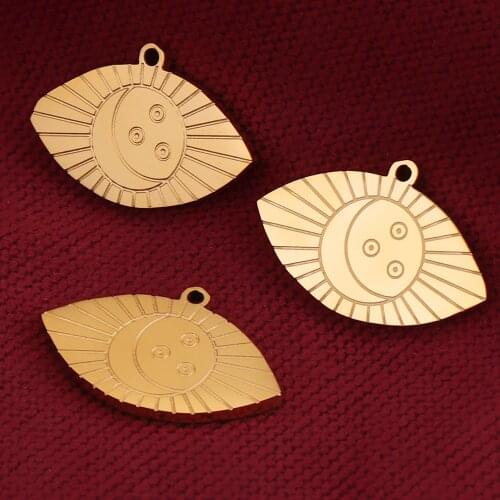 5pcs Lot Gold Stainless Steel Evil Eye Charm Pendants DIY Connectors Dangle Earrings Necklace Making Supplies Wholesale Items