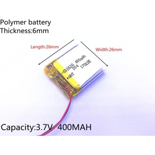 3.7V 400mAh 602626 602525 Lithium Polymer Li-Po li ion Rechargeable Battery cells For Mp3 MP4 MP5 GPS PSP mobile bluetooth