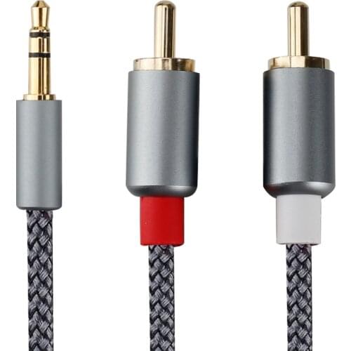 For RCA audio cable jack 3.5 to 2 RCA cable 3.5 mm jack to 2RCA cable splitter auxiliary for TV PC amplifier DVD speakers