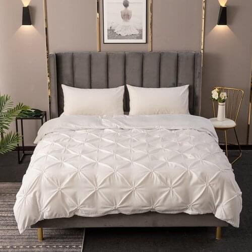 White Duvet Cover Set Pinch Pleat 2/3pcs Twin/Queen/King Size Bedclothes Bedding Sets Luxury Home Hotel Use(no filling no sheet)