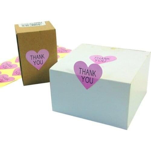 Free shipping1000PCS/Lot Positive Capitalization Simple Pink Heart Design THANK YOU For Package Stationery Stickers Scrapbook