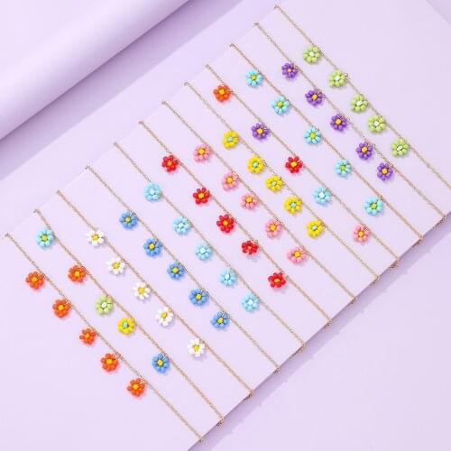 Lost Lady Fashion ING Rice Bead Bracelet Popular Style Temperament Lady Colorful Flower Bracelet Alloy Jewelry Wholesale Direct