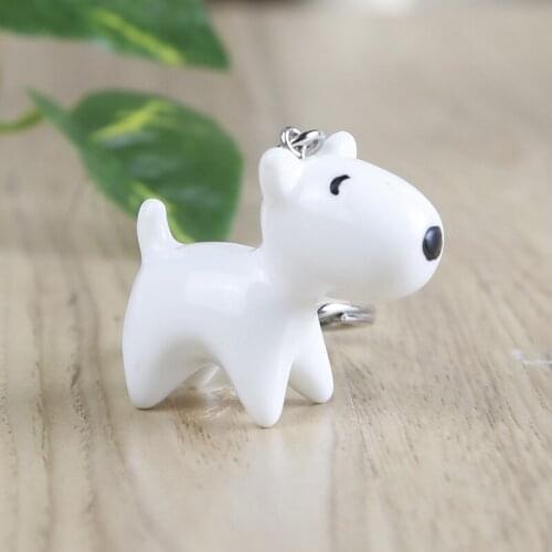 Dog Keychain Cute 3d Leather Resin Enamel Fashion Rhinestone Key Chain Chaveiro Sleutelhanger Porte Clef Llaveros Mujer Cat Gift