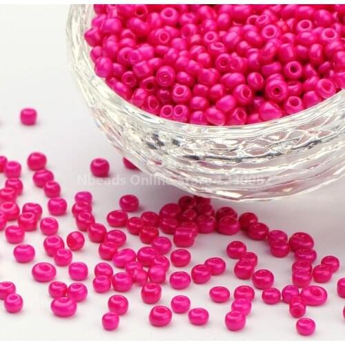 Jewelry DIY Beads 8/0 3mm Glass Seed Beads Loose Spacer Beads, Opaque Colours, Camellia, 3mm, Hole: 1mm