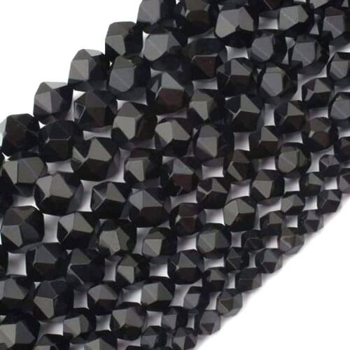 6-12mm Round Faceted Black Agates Beads Natural Stone Beads For Jewelry Making beads Bracelets 15'' Needlework DIY Beads Trinket