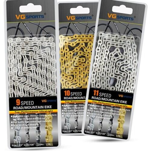 8 9 10 11 Speed Bike Chain Golden MTB Bicycle Chain Half Full Hollow Titannium Nitride Coating Road Bike Chains 116L Bike Part