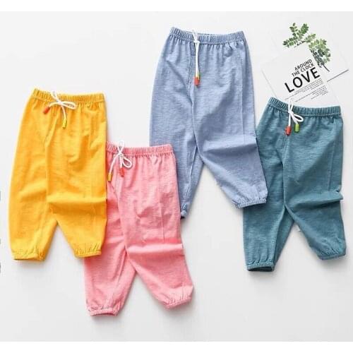 Kids Summer For Boys Girls Thin Anti Mosquito Loose Pants Solid Color Bloom Mosquito Hareme Pants Baby Pajama Casual Clothing