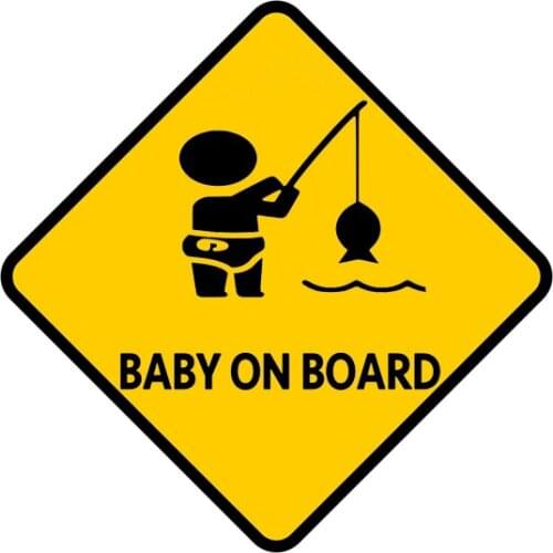 BABY ON BOARD Fisherman Car Stickers Decals Car Window Car Decorative for Rear Window Trunk KK15*15cm