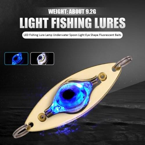 LED Fishing Lure Lamp Underwater Spoon Light Eye Shape Fluorescent Baits