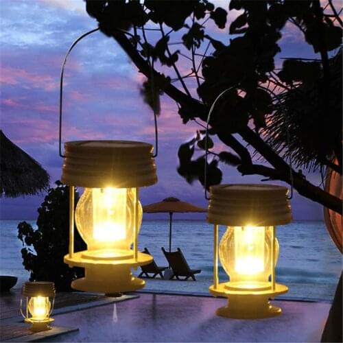 Thrisdar 1/2/4PCS Retro Lantern Solar Tree Hanging Light Outdoor Garden Solar Kerosene Lamp Horse Light For Backyard Pergola
