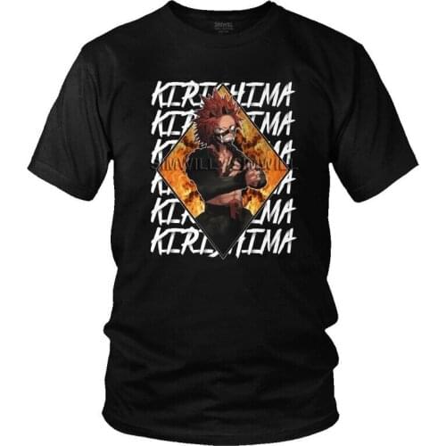 Boku No Hero Academia Eijiro Kirishima T-shirt Mens Novelty T Shirt Short Sleeve Cotton Anime Manga MHA Tshirt Unique Tees Tops