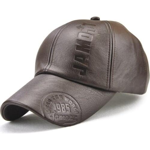 JAMONT Outdoor Winter Cap PU Leather Baseball Cap Men Snapback Hat Casquette Gorras Para Hombre Mens Peaked Cap