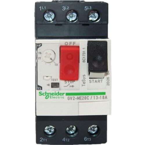 Export Motor thermal magnetic circuit breaker button 3P GV2ME20C motor protection switch setting current range 13-18A 100KA