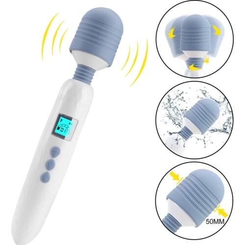 Heated G Spot Vibrator Female Masturbation Massager Magic Wand 36 Speed LCD AV Stick Vibrator Clitoris Stimulate