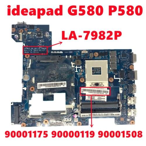 90001175 90000119 90001508 For Lenovo ideapad G580 P580 Laptop Motherboard LA-7982P 15.6 Inch HM76 HD4000 DDR3 Fully Tested OK