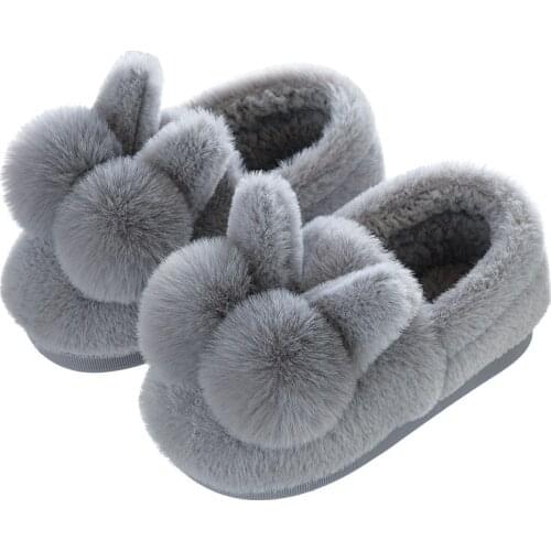 Girl Lovely Rabbit Ears Soft House Boots Cotton Warm Winter Indoor Home Shoes Ankle boy baby Fur Botas Mujer