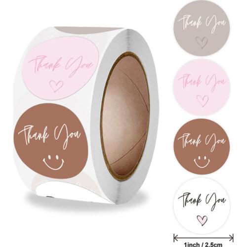50-500pcs Pink Thank You Stickers for gift packaging Envelope Seal Labels Handmade decor for Small Business Stationery Sticker